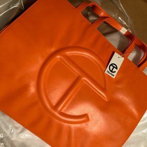 Telfar Large Orange Shopping Bag